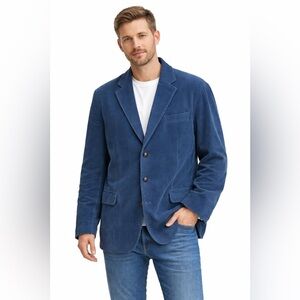 J. Crew Men’s Blue Corduroy Blazer Sport Coat XL 100% Cotton Preppy